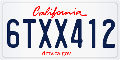 CA license plate 6TXX412