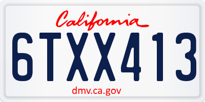 CA license plate 6TXX413