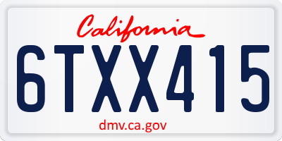 CA license plate 6TXX415
