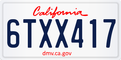 CA license plate 6TXX417