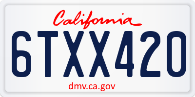 CA license plate 6TXX420