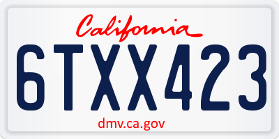 CA license plate 6TXX423