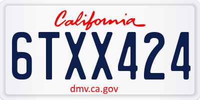 CA license plate 6TXX424