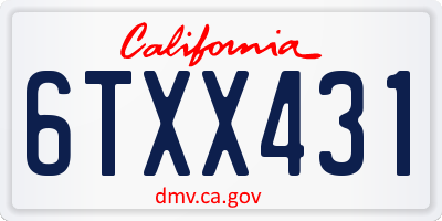 CA license plate 6TXX431