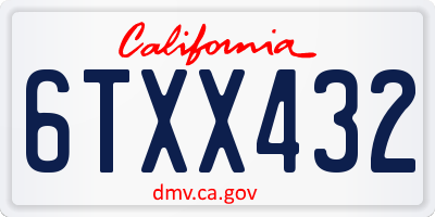 CA license plate 6TXX432