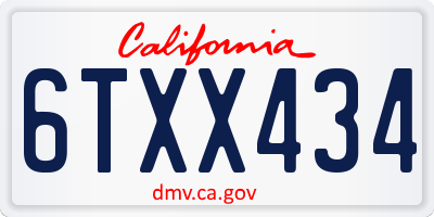 CA license plate 6TXX434