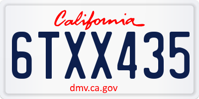 CA license plate 6TXX435