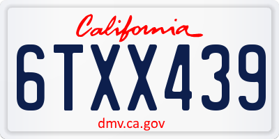 CA license plate 6TXX439
