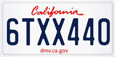 CA license plate 6TXX440