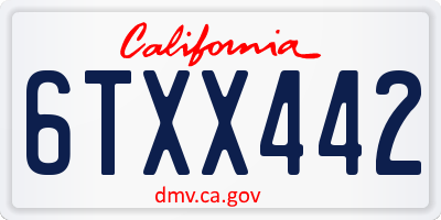 CA license plate 6TXX442
