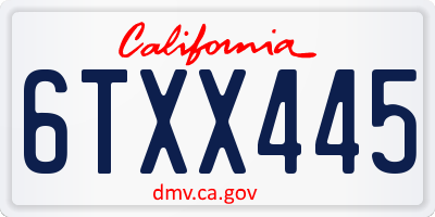 CA license plate 6TXX445