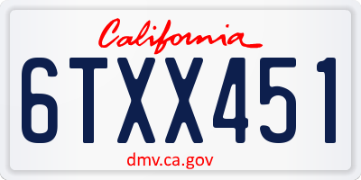 CA license plate 6TXX451