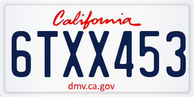 CA license plate 6TXX453
