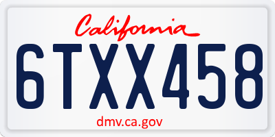 CA license plate 6TXX458
