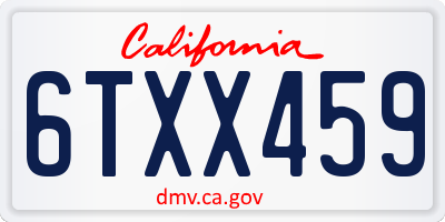 CA license plate 6TXX459