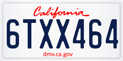 CA license plate 6TXX464