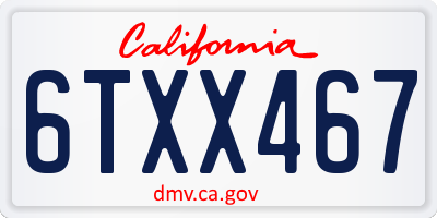 CA license plate 6TXX467
