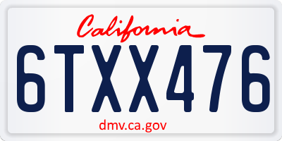 CA license plate 6TXX476