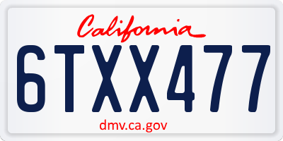 CA license plate 6TXX477