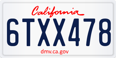 CA license plate 6TXX478