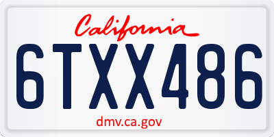 CA license plate 6TXX486