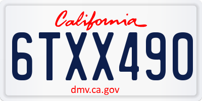 CA license plate 6TXX490