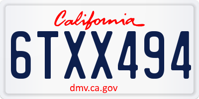 CA license plate 6TXX494