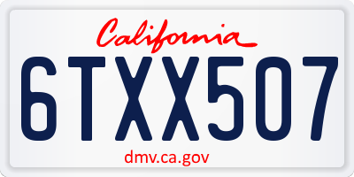 CA license plate 6TXX507