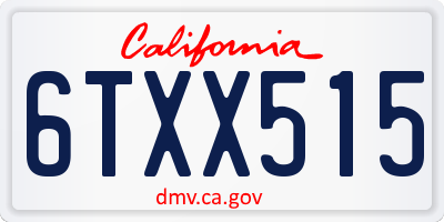 CA license plate 6TXX515