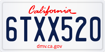 CA license plate 6TXX520