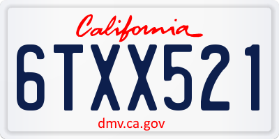 CA license plate 6TXX521