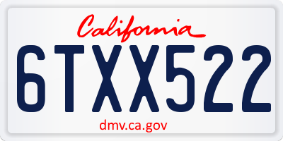 CA license plate 6TXX522