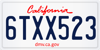 CA license plate 6TXX523