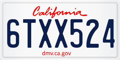 CA license plate 6TXX524