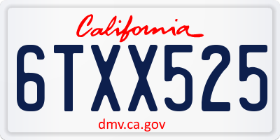 CA license plate 6TXX525