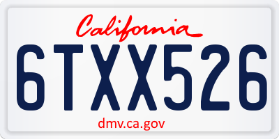 CA license plate 6TXX526