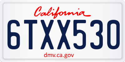 CA license plate 6TXX530