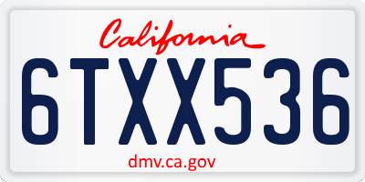 CA license plate 6TXX536
