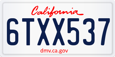 CA license plate 6TXX537