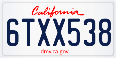 CA license plate 6TXX538