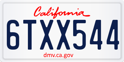 CA license plate 6TXX544