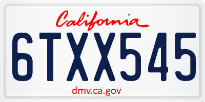 CA license plate 6TXX545