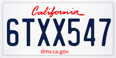 CA license plate 6TXX547