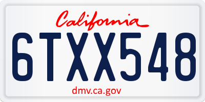 CA license plate 6TXX548