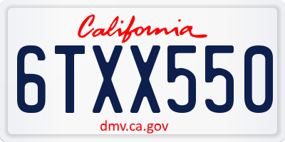 CA license plate 6TXX550
