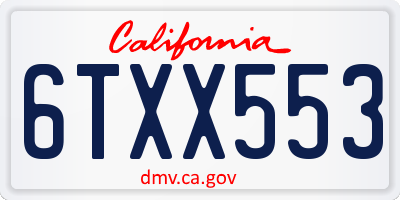 CA license plate 6TXX553