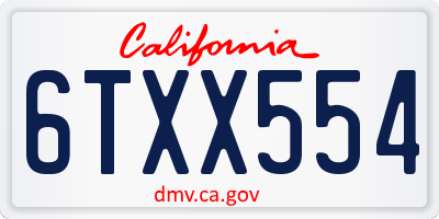 CA license plate 6TXX554