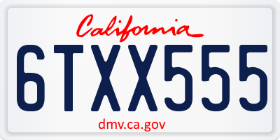CA license plate 6TXX555