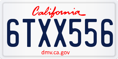 CA license plate 6TXX556