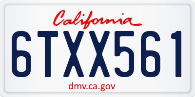 CA license plate 6TXX561